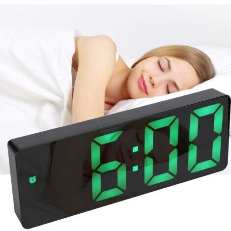 Digitaler Wecker mit Großem LED-Display, Spiegeloberfläche, Snooze-Funktion, USB-Ladeanschluss, Helligkeitsverstellbar, Perfekt für Schlafzimmer und Büros