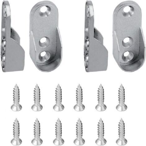 Set aus 4 ovalen Kleiderstangenhaltern, aus Zinklegierung, passend für ovale Gardinenstangen 45 × 19,5 mm, mit 3 Befestigungslöchern (1/4)