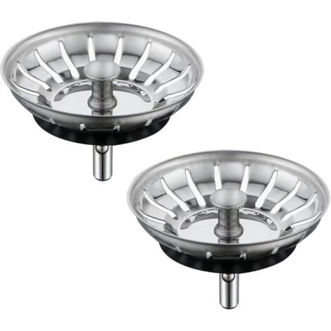 Juego de 2 coladores para fregadero de cocina - Tapón de desagüe para fregadero de cocina con cesta antiobstrucción - Tapón para fregadero de cocina