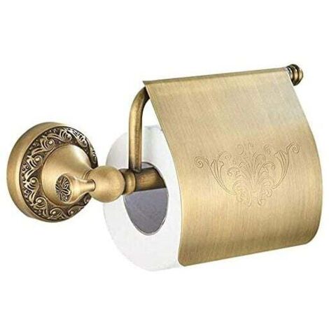 Portarrollos de papel higiénico de latón retro con tapa para montaje en pared (1/5)