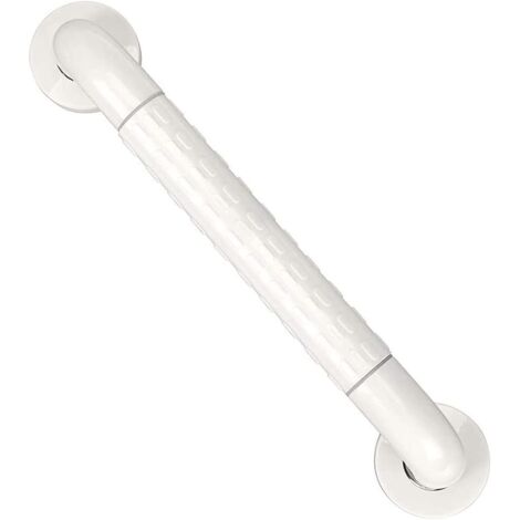 Barra de apoyo para inodoro de acero inoxidable para montaje en pared, soporte para toallas, 400 mm (blanco) (1/5)