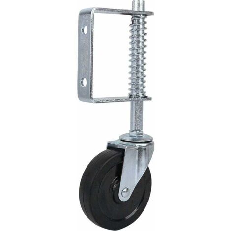 Rueda para portón abatible, soporte de 4", capacidad de carga de 220 lb, resorte de goma para portones de madera - QttvbTn (1/5)