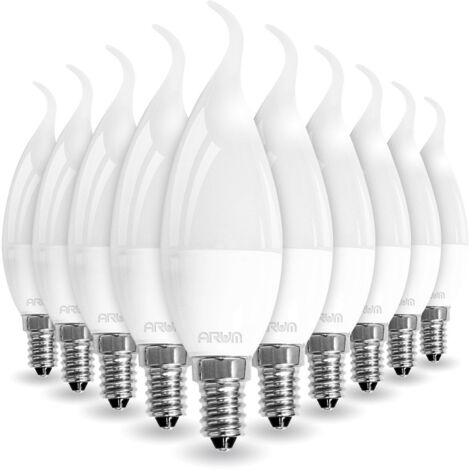 Bombillas LED E14, efecto llama de 5 W (equivalente a 40 W), blanco neutro 4000 K, ángulo de haz de 220°, 10 unidades, vida útil de 15 000 horas. (1/4)