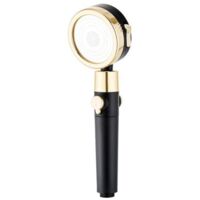 Alcachofa de ducha, cabezal de ducha ahorrador de agua y antical, ducha de mano de alta presión para el baño con 3 modos y filtro, cierre de agua con un solo toque, negro mate (negro)