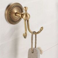Toallero de latón antiguo de pared para puertas de baño, perchero, perchero, artículos para el hogar.