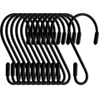 Paquete de 12 ganchos en forma de S - negros - 8 cm - capacidad de carga máxima: 5 kg