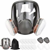AIPERQ 16 en 1 Máscara facial completa de silicona Máscara facial completa Máscara facial completa + Caja de filtro Filtro de algodón Juego de 7 piezas para prevenir el amoníaco