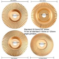 Juego de 4 discos de amolar de carburo de tungsteno para madera, para dar forma, amolar y cortar. Compatible con amoladoras angulares de 115 mm o 125 mm.