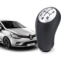 Pomo de cambio de marchas para Clio 3 (CUERO) - Palanca de cambios de 5 velocidades para Laguna / Mégane 2 / Clio 4 / Scenic / Kangoo