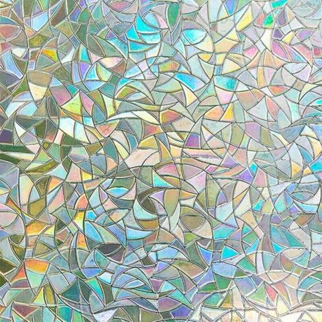 YMYNY Elektrostatische Fensterfolie mit Regenbogeneffekt, dekorative Anti-Peek-Fensterfolie, 3D-Anti-UV-Fensterfolie, Verdunkelungsfensterfolie, ideal für Schlafzimmer, Büro, Küche, 60 x 300 cm (1/4)