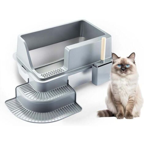 YMYNY Katzentoilette, Katzenklo aus Edelstahl, gro fr Katzen und  Kaninchen, Katzentoilette, hohe Wand, seitlicher Verschluss,  antihaftbeschichtet, auslaufsicher, leicht zu reinigen