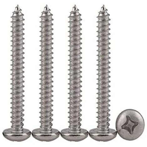 YMYNY 50 Stück Kreuzschlitzschrauben mit Linsenkopf, Edelstahl 304, selbstschneidende Schrauben, selbstbohrende Holzschrauben, Standard-Kreuznut, Vollgewinde, Holzbearbeitungsbefestigung, M4 x 50 (1/4)