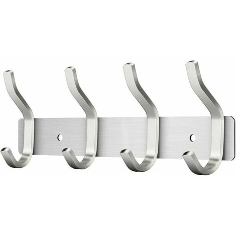 YMYNY Wandgarderobe mit 4 Haken, Edelstahlgarderobe, Handtuchhaken zur Wandmontage (4 silberne Haken) (1/4)