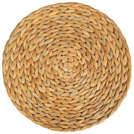 YMYNY Seegras-Tischset (gewebte Wasserhyazinthe) – 30 cm – waschbar – rund, natur, 6er-Set