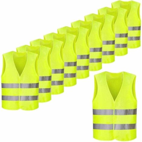 YMYNY 10 Stück Warnwesten mit hoher Sichtbarkeit, gelb fluoreszierend, für Radfahrer, Autofahrer, Läufer, Müllmänner usw., 56 x 68 cm (1/5)