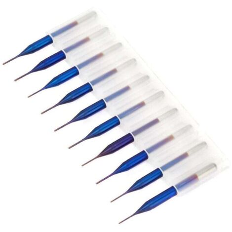 YMYNY 10 Stück konische Hartmetall-Schaftfräser, Bohrer, Wolfram-Frässtifte, blau beschichtete Schaftfräser für SCM-Leiterplatten-Graviermaschine (0,6 mm) (1/4)