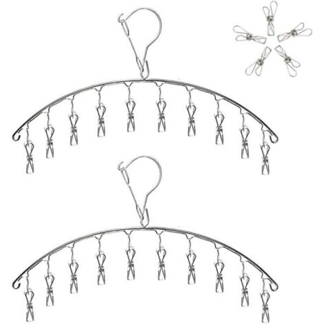 YMYNY Kleiderständer zum Aufhängen aus Edelstahl, Sockentrocknerständer, Sockenbügel, Trocknerbügel mit 10 Clips für Stoffwindeln, BHs, Handtücher, Unterwäsche, Schals (1/4)