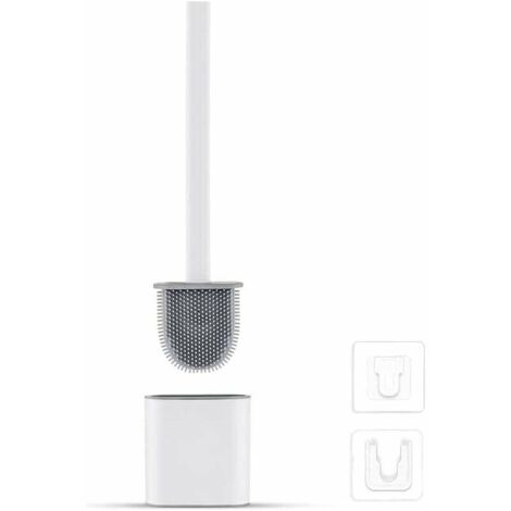 YMYNY Flache Toilettenbürste aus Silikon mit Haltern – tropffrei, antibakteriell – belüftete Toilettenbürste – schnelltrocknend und geruchsneutral – Wand- oder Bodenmontage – ideal für Badezimmer und (1/4)