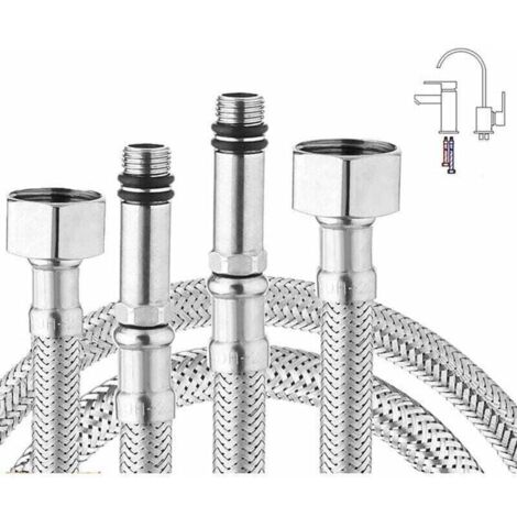 YMYNY 2er-Pack geflochtener flexibler Edelstahlschlauch für Küchenmischbatterie/Monoblock-Spüle, 1/2-Anschluss, 600 mm lang