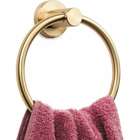 YMYNY Handtuchring aus gebürstetem Gold – Moderner Handtuchhalter aus Gold für die Badezimmerwand – Handtuchhalter aus Edelstahl SUS304 für das Badezimmer – Runde Handtuchstange für das Badezimmer (1/4)