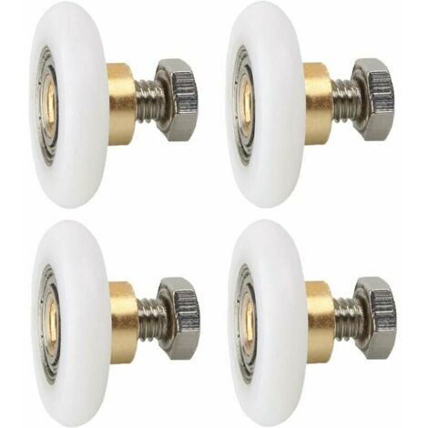 YMYNY 4 Stück Duschtürrollen 23 mm, Duschtür-Ersatzräder, geriffelte Duschtür-Ersatzrollen mit Schraubendurchmesser (1/4)