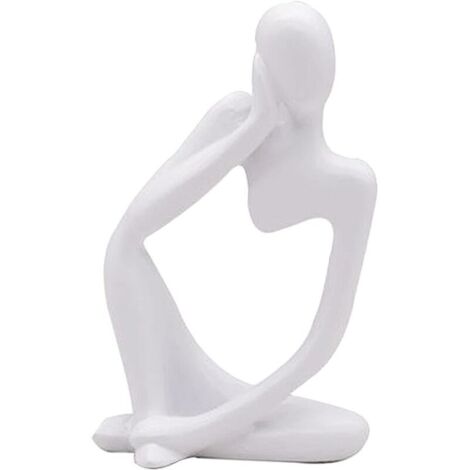 YMYNY Die Denkerstatue, Denkerskulptur aus Kunstharz, abstrakte Statue, moderne Charakterfiguren, Heimdekoration, Büro, Schreibtisch, Ornament, Geburtstagsgeschenke, weiß, links (1/4)