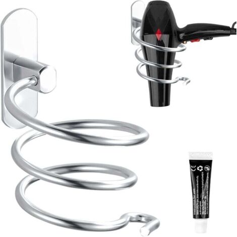 YMYNY Haartrocknerhalter aus Aluminium zur Wandmontage, Haartrocknerhalter, Kabel-Organizer für Küche, Badezimmer, Badezimmerzubehör, Silber (1/4)