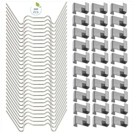 YMYNY 100 Stück Gewächshausklammern für Glas, Edelstahl-Gewächshausfensterklammern, Gewächshauszubehör (50 Stück 304 Edelstahl-Drahtklammern W, 50 Stück 301 Edelstahl-Überlappklammern Z) (1/4)