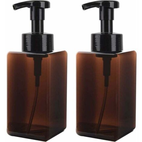 YMYNY 650 ml Schaumseifenspender, 2er-Pack leere Pumpflaschen aus Kunststoff, Flüssigkeitsbehälterflasche für Küche und Bad – Braun (1/4)