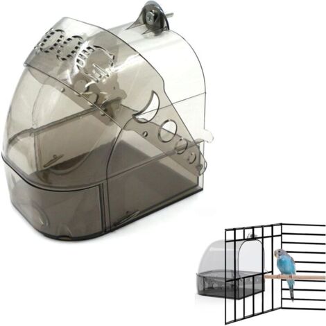 YMYNY Vogelbad – für Papageien – mit Vogelfutterspender – für kleine Vögel – Finken, Wellensittiche, Kanarienvögel, Papageien – 15,5 x 13 x 15,3 cm (1/4)