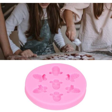 Kuchenform in Bienenform aus lebensmittelechtem Silikon, DIY-Kuchendekorations-Backwerkzeug (rosa) (1/4)