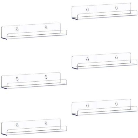 Set mit 6 transparenten Acryl-Wandregalen, 38 cm, zur Aufbewahrung von Gegenständen, Kinderzimmerregal, Ausstellungsregal für Schlafzimmer, Wohnzimmer, Badezimmer, Küche (1/4)