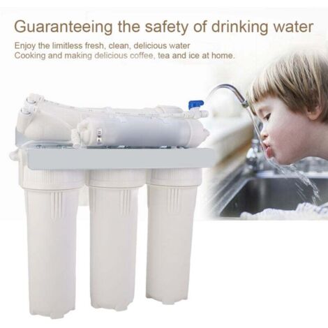 Standardausführung mit Pumpe, Umkehrosmoseanlage für den Hausgebrauch, 75 GPD, Durchflussrate 8 l/h, 12-l-Wassertank, 5-stufige Mineralisierung, 10–20 % Ausbeute, 2–5 bar Eingangsdruck