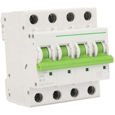 4P-Leistungsschalter, TOMC7-63 4P C Typ 6KA Miniatur-Leistungsschalter Leckstromschutz-Luftschalter für Wohn- und Gewerbegebäude (25A)