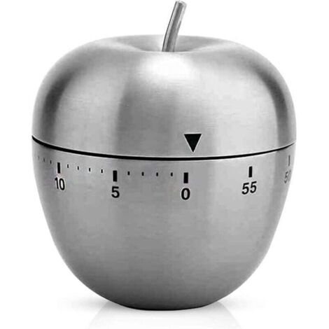 Apfelförmige Küchenuhr, mechanischer Drehwecker, Edelstahl, 60-Minuten-Kochtimer (1/4)