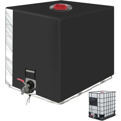 1000-Liter-IBC-Tankabdeckung, Sonnenschutzabdeckung mit transparenter Folie, 1000-Liter-Tankabdeckung, UV-beständig, Schwarzer Schutz, 1000-Liter-Regenwassersammler – 120 x 100 x 116 cm (Schwarz) (1/4)