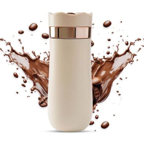 French-Press-Kaffeemaschine mit Filtern, Thermoskanne, doppelwandig isoliert, tragbare French-Press-Kaffeemaschine und Thermoskanne, ideal für Camping und Reisen (Milchweiß) (1/4)