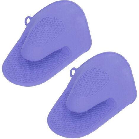 2-teilige Silikon-Ofenhandschuhe, hitzebeständig, verdickte Mini-Ofenhandschuhe, Verbrühungsschutz (Lila) (1/4)