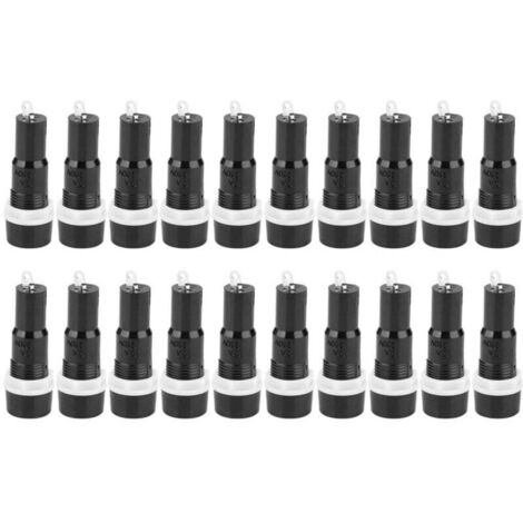20 Stück Sicherungshalter, MF-527 5x20mm Sicherungskasten Lötanschlüsse Kunststoff Metall Schwarz Stabiler Sicherungsschutzkasten 250V 10A Sicherungshalter (1/4)