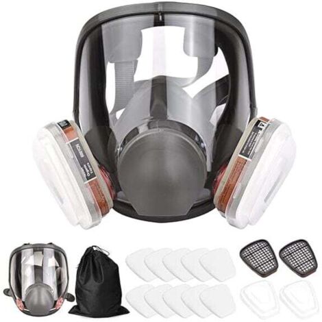 Wiederverwendbare Vollgesichtsmaske, 16-in-1-Vollgesichtsmaske, Gasmaske, Atemschutzmaske für organische Dämpfe, weites Sichtfeld für maschinelles Lackieren und Polieren (1/4)
