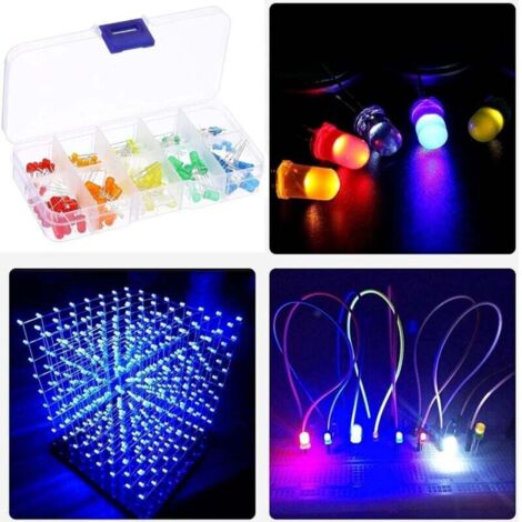 Produktbild von Hisxus 80er-Pack 5mm LED-Leuchten 3V – 8 Farben Vorverdrahtet Inkl. 80 Halterungen, Für Modellbau, Spielzeug & Bastelprojekte
