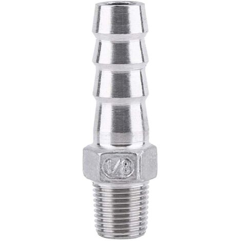 1/8" Edelstahl SS304 Schlauchverschraubungen mit Widerhaken, Außengewinde-Schlauchverbinder mit Widerhaken (1/8" x 10 mm) (1/4)