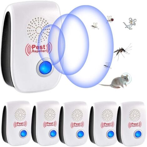Ultraschall-Mückenabwehrgerät, 6er-Pack, elektronisches Ultraschallgerät zur Abwehr von Mäusen, Ratten und Insekten, Ultraschall-Nagetier- und Insektenabwehr, Insektenschutzmittel, Mücken, Ameisen, Ra