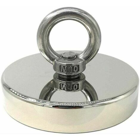 Hebemagnet, extrem starker 350-kg-Neodym-Magnet, ideal zum Magnetangeln, Ø 90 mm mit Neodym-Metallschlaufe