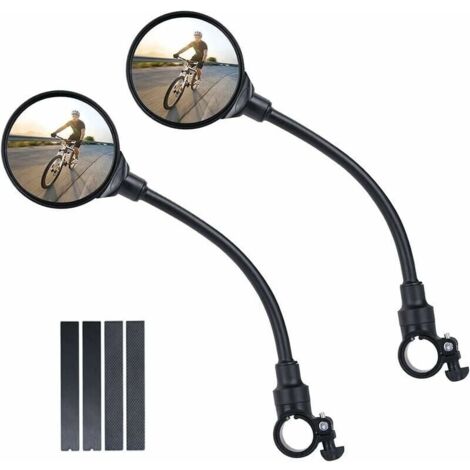 Fahrradspiegel, 2 Weitwinkel-Fahrradspiegel mit 360°-Drehung, konvexe Acryl-Sicherheitsspiegel für 22-30 mm Lenker, Fahrradzubehör für alle Fahrräder und Motorräder (1/4)