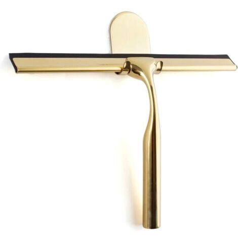 Goldener Edelstahl-Duschabzieher für Badezimmer, breiter Glasabzieher (25 cm), hochwertiges Silikon, bohrfreie Montage, für Dusche und Bad (1/4)