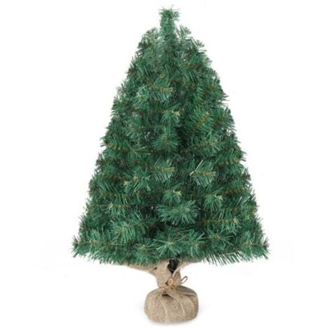 24 Zoll (ca. 61 cm) großer, künstlicher Mini-Weihnachtsbaum mit Beleuchtung, kleiner Tischweihnachtsbaum mit Schmuck und 30 warmweißen Lichtern, batteriebetrieben und mit Papier umwickeltem Sockel für (1/4)