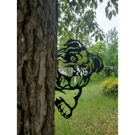 Set aus 2 Gartendekorationen aus Metall mit Tiermotiven, Hühnersilhouette-Statue, Gartendekoration für den Außenbereich, Gartenkunst, Terrassen-, Rasenornamente, Hunde-Gartenstecker