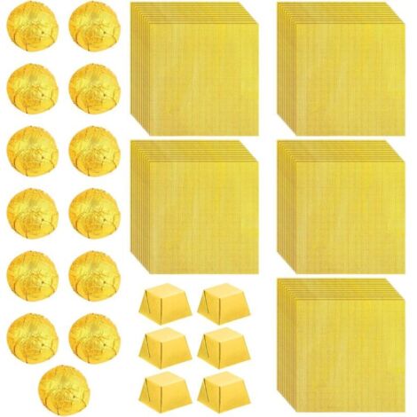 Set mit 300 goldenen Bonbonpapierchen – 8 x 8 cm – Quadratische Bonbonformen aus Aluminium – Zum Verpacken von Süßigkeiten und Schokolade – Für Partys, Hochzeiten, Geburtstage