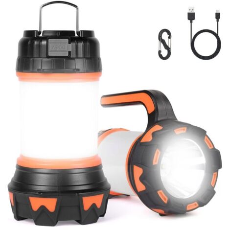 Wiederaufladbare LED-Laterne, 1000 Lumen, 4000 mAh, 360°-Campinglampe, wiederaufladbare LED-Taschenlampe, ultrahell, 6 Modi, USB-Kabel inklusive, IPX4 wasserdicht (1/4)
